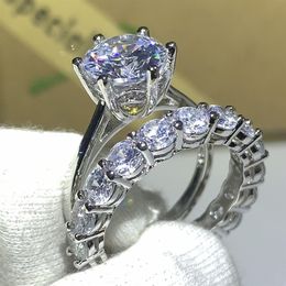 Choucong Victoria Wieck New 2019 Luxury Jewellery 925 Sterling Silver Round Cut White Topaz CZ Diamond Women Bridal Ring Set For Lov203d