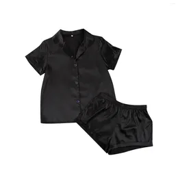 Women's Sleepwear Silk Pyjamas Womens Short Sleeve Soft Satin Button Down Loungewear 2 Piece Shorts Set Sexy For Women