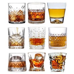Wine Glasses 1PCS Whiskey Glass Old Fashioned Rocks Tumblers Glassware for Cocktail Scotch Bourbon Gin Voldka Brandy 231216