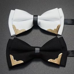 Neck Ties Mens Solid Black White Bow Formal Dress Wedding Bowties For Men Women Leisure Metal Bling Butterfly Bowknot Banquet Cravat 231216