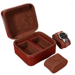 Jewellery Pouches N1HE Soft Lining Watch Box 2 Slot Display Case Portable Travel For Men