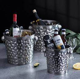 Tabletop Wine Racks 3L5L7L9L11L Hammered Moscow Mule Stainless Steel Ice Bucket Champagne Bottle Cooler Beer Chiller Barrel 231216