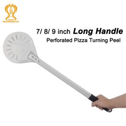 Long Handle 7 8 9 Inch Perforated Pizza Turning Peel Pizza Shovel Non-Slip Handle Pizza Tool210t