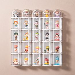 Storage Boxes Bins Wall mounted Blind Box Rack for Bubble Mart Dust proof Transparent Doll Display Case Shelf Organiser 231216