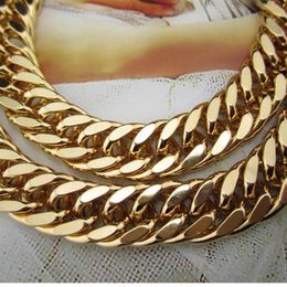 12mm Thick Chunky Heavy Chain 18K Yellow Gold Filled Solid Double Curb Chain Mens Necklace Hip Hop Jewelry Gift299m