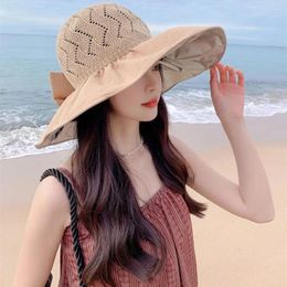 Wide Brim Hats Women Beautiful Large Floppy Beach Sun Foldable Big Bucket Hat Cap Anti-ultraviolet Summer