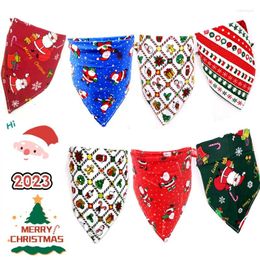 Dog Apparel Pet Christmas Towel Cat Santa Collar Kitten Puppy Cotton Triangle Bib Party Costumes Holiday Scarf Accessoires