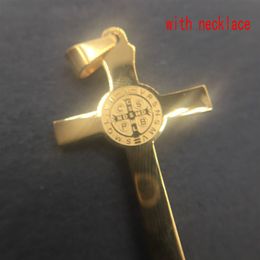 Hip hop men boy classic 18K gold Chain Necklace Christian Cross Religious letter Pendant Necklace for Women men Charm fine Jewelry288U