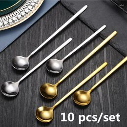 Spoons Long Handled Stir Spoon Teaspoons Juice Coffee Stirring Cutlery Stainless Steel Ice Cream Kitchen Set