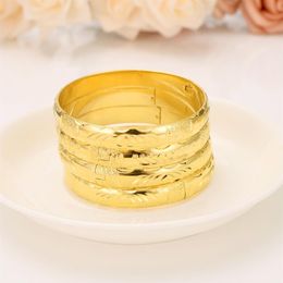 18 k Yellow Gold Bangle Women Fine Solid Gold GF Dubai Bride Wedding Bracelet Jewellery Gold Charm gift 1pcs or 4pcs select183M