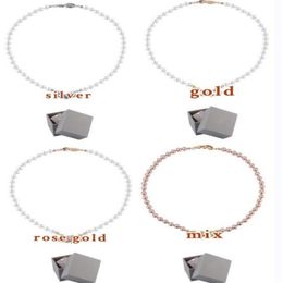 Classic Pearl Necklace Women Designer Saturn Beaded Pendant Necklace Diamond Clavicle Necklaces Queen Mother Diamond Chain for Wed264l