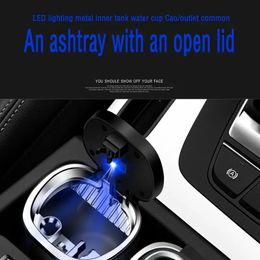 Trendy Car Ashtray With Light Metal Lining With Led Light One Key To Open The Ashtray Car Ashtray