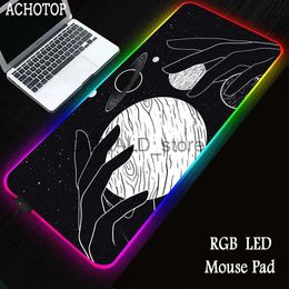 Mouse Pads Wrist Rests Witches Moon Tarot RGB Gaming Backlit Mouse Pad XXL Large Mouse Mat Laptop Mouse Carpet Game Carpet Keyboard Pads Gamer Desk Mat J231215