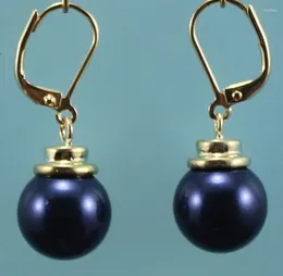 Dangle Earrings Jewellery 4 Color! Wholesale Pure Colours 12mm Blue/pink/black/red Round Shell Pearl Natural Jade Fashional