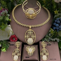 Wedding Jewellery Sets Dubai 18K Gold Plated For Women African Necklace Earrings Ring Bracelet Set Luxury Designer Jewelr 231216