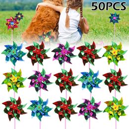 Garden Decorations 50Pcs Pinwheel Yard Planter Colorful Windmill Stakes Decoracion Kids Toy Outdoor Decor Rainbow Pinwheels Home 231216