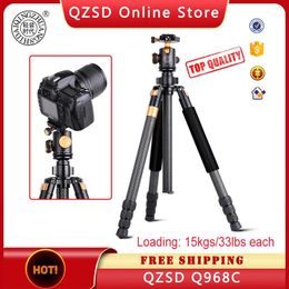 Holders QZSD Q968C Tripod Carbon Fibre for DSLR Camera 167cm Digital Video Camera Monopod Stative with 1/4 Screw and Quick Release Plate