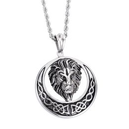 New Casting Silver Amazing Quality Men's 316L Stainless Steel Lion Head Pendant Circle With 4mm 22 ed Rope Chain N311I