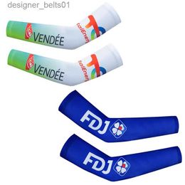 Sleevelet Arm Sleeves 2024 fdj Cycling Sleeves TEAM Total Energie Bike Arm Warmers Men Women Ropa Ciclismo mtb Pro Bicycl Oversleeves CoverL231216