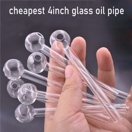 Hot Selling 4inch Glass Oil Burner Pipe Thick Pyrex Glass Tube Smoking Pipes Tobcco Herb Glass Oil Nails Water Hand Pipes Smoking Accessories for Dab Rig Bong
