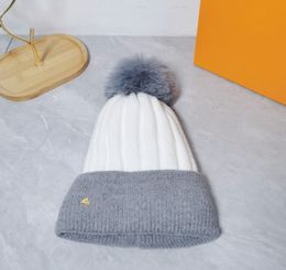 Simple Winter Warm Knitted Hat Women's Autumn and Winter Wild Fox Fur Ball Cute Wool Hats