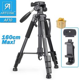 Holders Professional Camera Tripod Lightweight Travel AF10 Photographic Aluminium Higher Tripod 160cm Max with Phone Holder Mount Stand