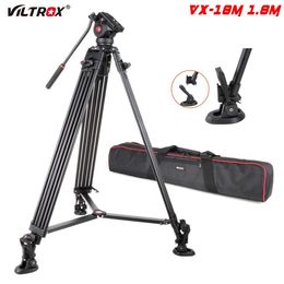 Accessories Viltrox VX18M Professional Portable Heavy Duty Stable Aluminum Nonslip Video + Tripod Hydraulic head for Video Camera DV 1.8M