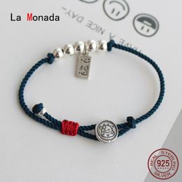 Charm Bracelets La Monada Zodiac Cow OX Red Thread For Hand 925 Sterling Silver Bracelet String Rope Women 231215