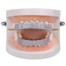 Hip Hop Jewellery Mens Diamond Grillz Teeth Personality Charms Gold Iced Out Grills Rapper Men Fashion Accessories242q