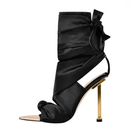 Sandals Handmade Classic Style Fashion Women Electric Gold-plated Fine High Heels Women's Summer Sexy Evening Shoes