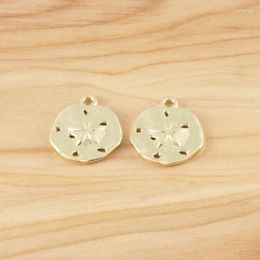 Charms 10 Pieces Gold Colour Sand Dollar With Starfish Pendants For DIY Necklace Bracelet Jewellery Making Findings Accessories