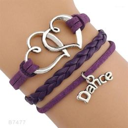 Dance Dancer Music Note Treble Clef Wave Ballet Heart Infinity Love Charm Bracelets Purple Pink Women Men Jewelry Gift Custom1272M