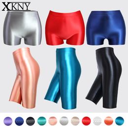 Dresses Xckny Satin Smooth Opaque Shorts Sexy Silk Oil Glossy Unisex Casual Sports Slim High Waisted Swim Shorts Shinny Tights