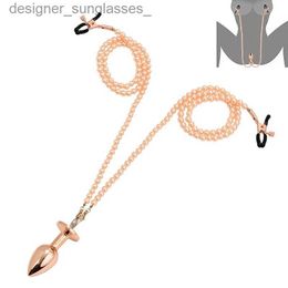 Other Fashion Accessories Small Medium Large Anal Beads Butt plug Pearl Nipple Clamps Set With Chain Metal Breast Clip Bondage Slave Couple Game Sex ToyL231215