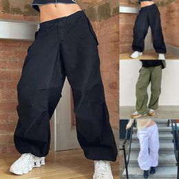 Women's Pants Street Retro Trousers Casual Drawstring Tied Waist Vintage Solid Colour Loose Wide Leg Plus Size For Women