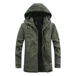 Men's Jackets Outdoor For Men Autumn Winter Fleece Jacket Zip Up Fuzzy Padded Coats Slim Fit Solid Hooded Windbreaker