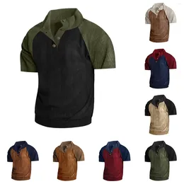 Men's T Shirts Fashion Spring And Summer Classic Corduroy Short Sleeved Collar Solid Mens Pack Casual Mod Bod Tops