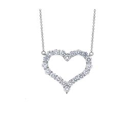 Tiffanyes Necklace Designer Jewelry Women Original Quality Pendant Necklaces Heart Necklace Sterling Silver Hollow Heart Pendant Simple