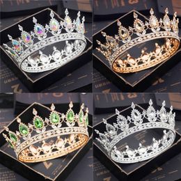 Bride Royal Purple Crystal Queen King Tiaras and Crowns Bridal Pageant Diadem Head Ornament Wedding Hair Jewellery Accessories247e