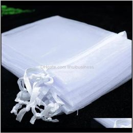 Pouches Packaging Display 15x20cm 100Pcs White Colour Package Jewellery Large Dstring Pouches Organza Gift Bags For Weddin3024