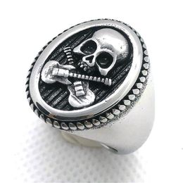 5pcs Size 7-14 Golden Silver Skull Guitar Ring 316L Stainless Steel Man Boy Biker Rock Music Skull Ring296K