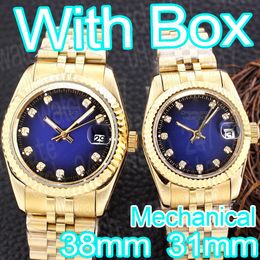 Fashion mens luxurys watches for couples automatic women watch designer gold Ceramic Bezel Movement 31mm 38mm watches Luminous Sapphire Waterproof lovers gift