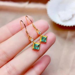 Dangle Earrings Elegant Green Emerald Gemstone Pendant For Dangling Women Silver Jewellery Birthday Anniversary Party Gift Gold Colour