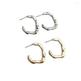 Dangle Earrings Sterling Silver Needle European And American Niche Irregular C- Shaped Ear Studs Personalized Hip Hop Trendy Design Rings