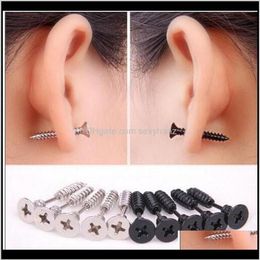 Stud Jewelry 5 Color 30Pcs Lot Single Fashion Unisex Fine Ear Cuff Stainless Steel Whole Screw Stud Earrings Body Piercing Htrn307a