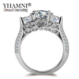 YHAMNI Original Creative Women Ring Natural 925 Sterling Silver Rings Set Cubic Zirconia Diamond Fine Jewellery Rings for Women XR06263n