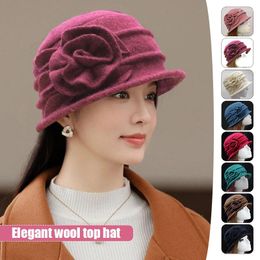 Berets Lady Party Formal Hats Women Elegant Dome Fedora Winter Wool Felt Hat Mom Autumn WarmBrim Cloche Cap