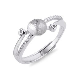 Anello con perla d'acqua dolce Disegni di montaggio per donna Anello in argento sterling 925 con zirconi Accessori grezzi 5 pezzi278p