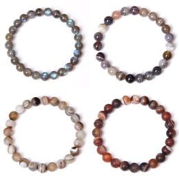 Natural Stone Bracelets Bracelet Women Men Stone Mala Beads Charms Meditation Ethnic Labradorite Agates Jewelry Gem Gift2974