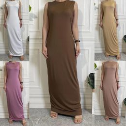 Ethnic Clothing Under Abaya Inner Dress Muslim Abayas Casual Inside Sleeveless Maxi Dresses For Women Islam Dubai Turkey Modest Vestido